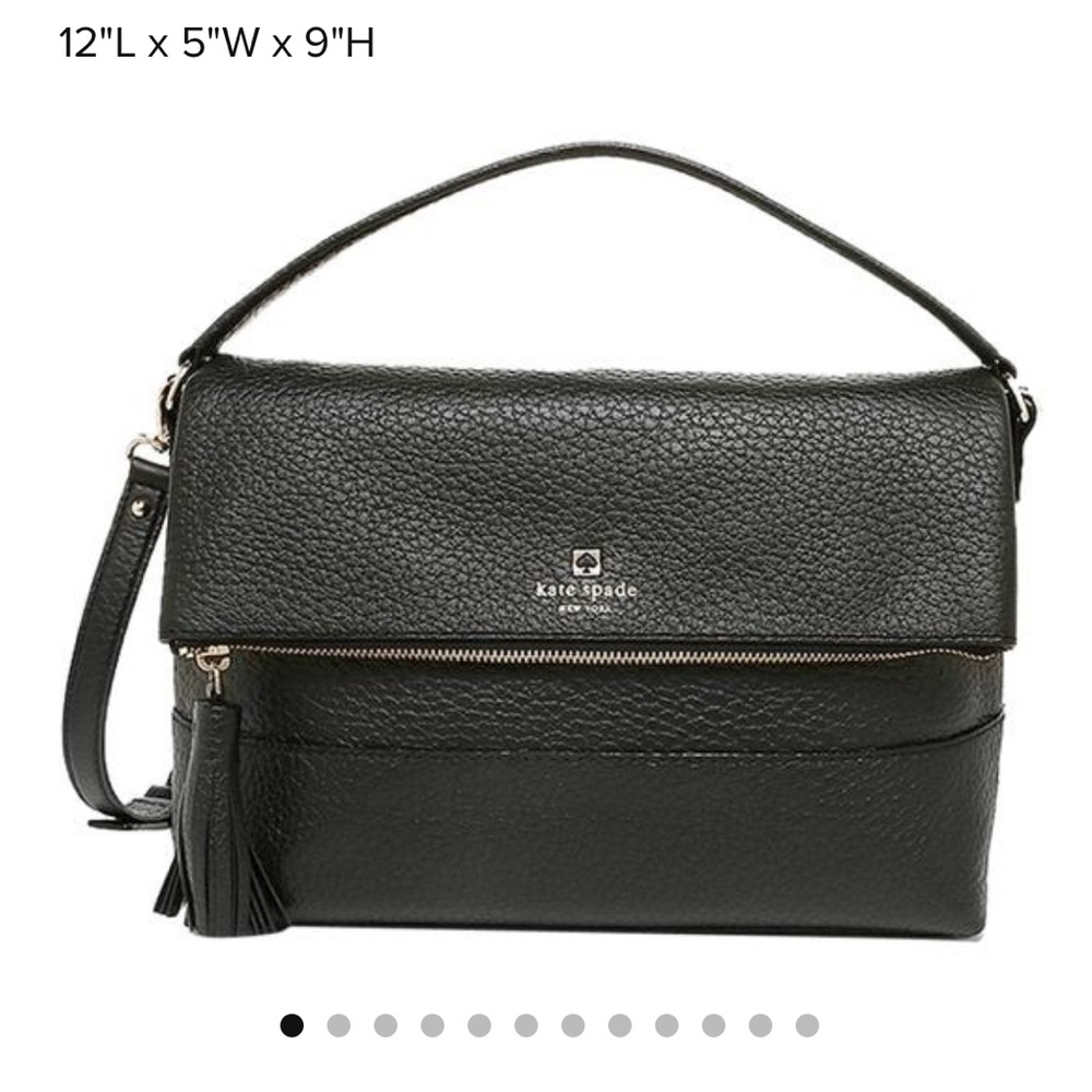 New Kate Spade Large Crossbody Black Leather Bag